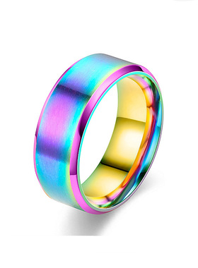 钛钢磨砂素面刻字男女戒指