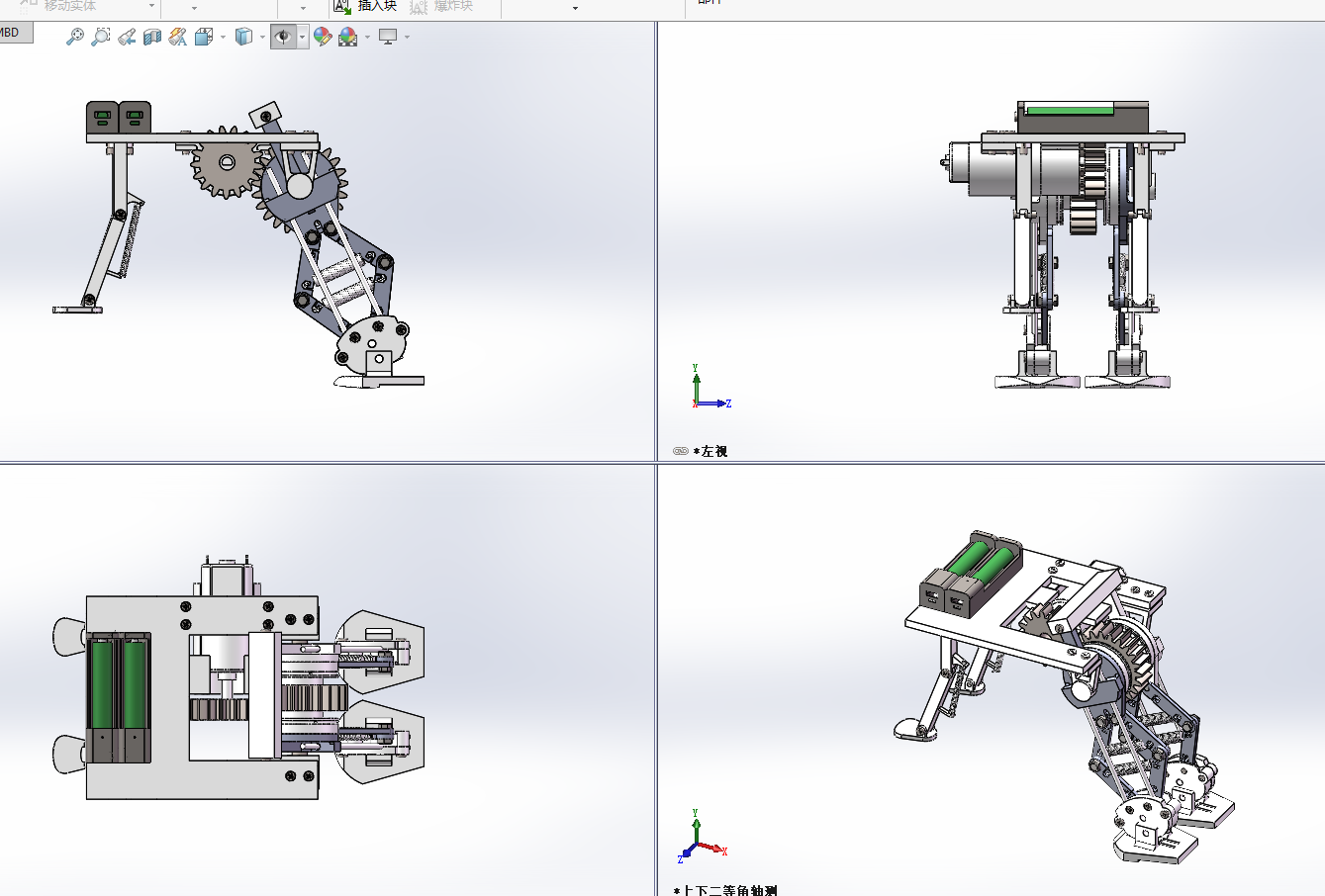 仿生青蛙跳跃机器人模型三维SW设计solidworks建模图纸3D数据素材-图1