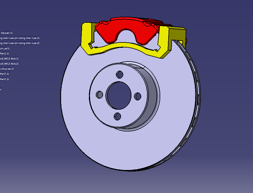 汽车浮钳盘 盘式制动器设计-商务车含三维CATIA模型+CAD图纸+说明