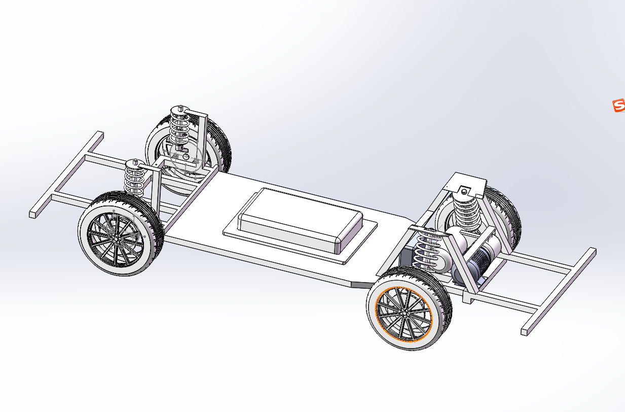 电动汽车底盘设计三维sw模型图纸SolidWorks建模3d数据数模参考图 - 图0