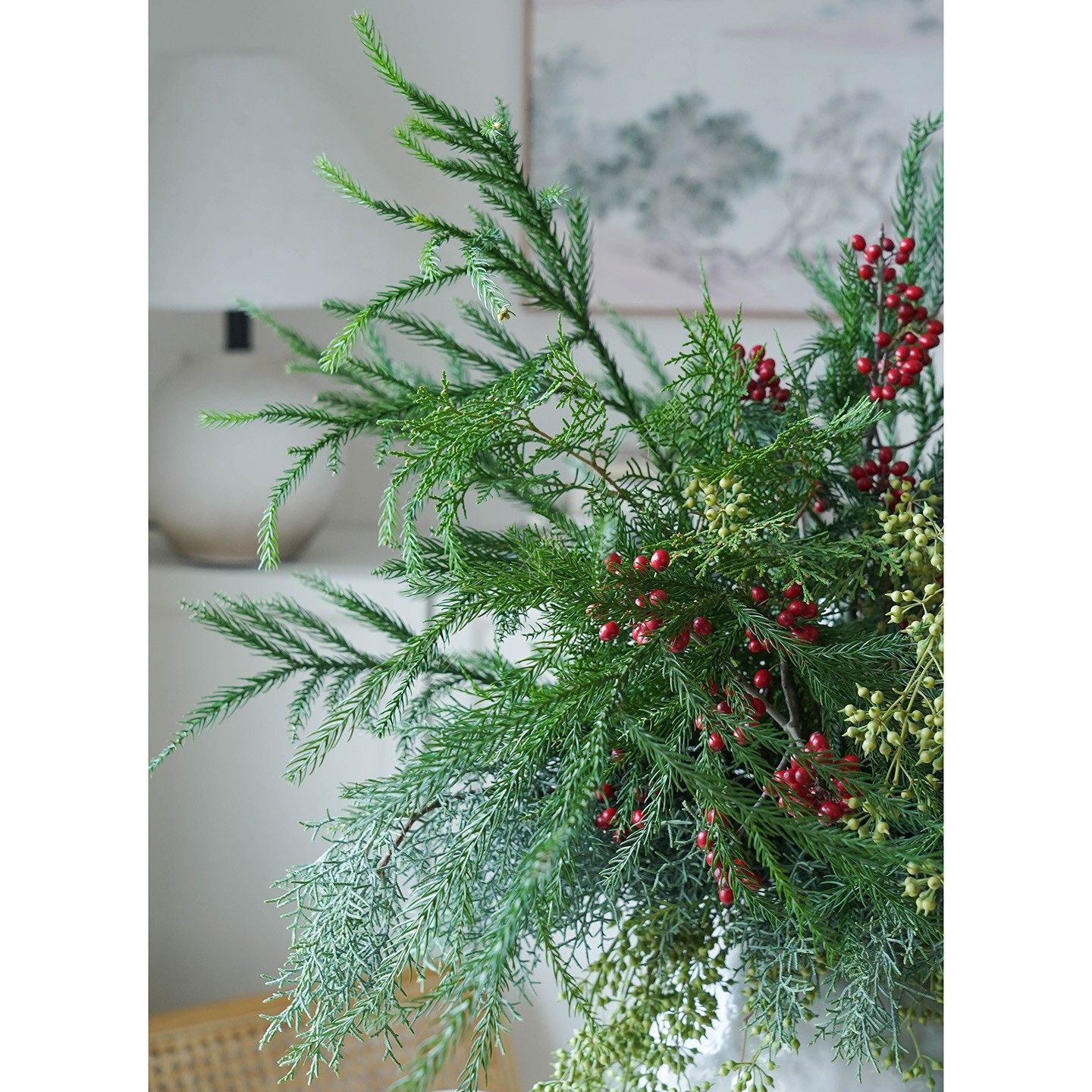 混搭插花鲜花水养真花新鲜松枝鲜切松树枝雪花松冬青红果花瓶插花,淘宝优惠券,粉丝福利购,淘宝优惠卷