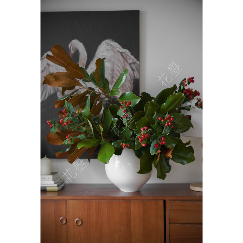 花曌 新鲜采摘广玉兰马尾松红豆组合花艺鲜花水养真花家居瓶插花,淘宝优惠券,粉丝福利购,淘宝优惠卷