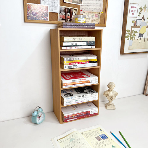 晴天杂货铺立卧两用小书架手账本收纳16开书本宿舍桌面实木多层架 - 图0