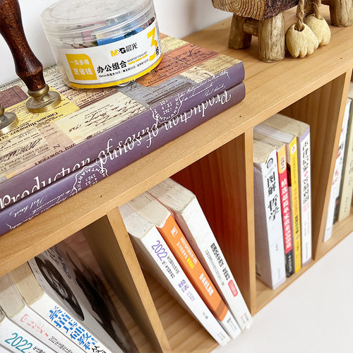 晴天杂货铺立卧两用小书架手账本收纳16开书本宿舍桌面实木多层架 - 图3