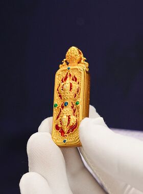 新款藏式描金小唐卡吊坠八大守护神随身佛牌黑财神绿度母扎基拉姆