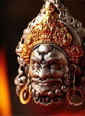 泰莉s925纯银黄财神吊坠男女款情圆满项链文玩藏传佛像手工饰品