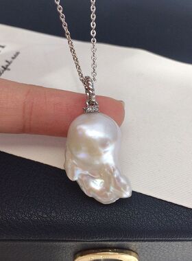 诸暨天然淡水珍珠吊坠简约麻花鱼尾巴洛克珍珠项链女首饰直播批发