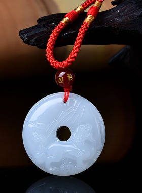 淘运开阁白泽封侯吉宏和田玉吊坠2026年马年生肖蛇吉祥佩戴物