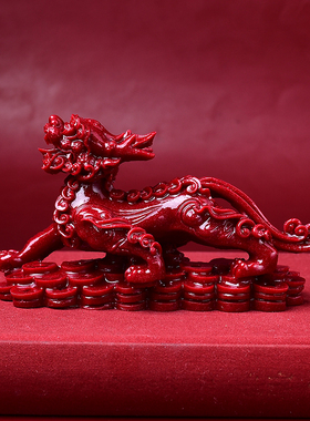 天然朱砂招财貔貅摆件紫金砂雌雄摆件客厅聚财招财本命年居家装饰