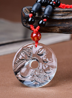 祥安灵阁蟾来献瑞吊坠白水晶属猪2026年吉祥物男女生肖猪佩戴挂件