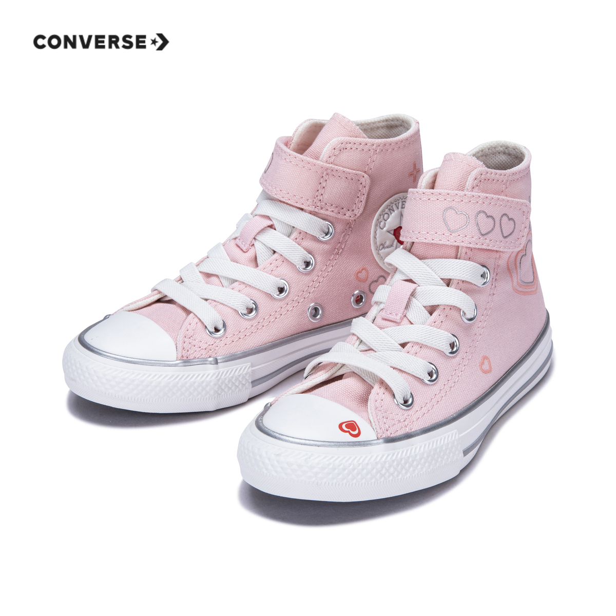 converse匡威儿童鞋女童高帮爱心帆布鞋2024夏季新品A09119C - 图1