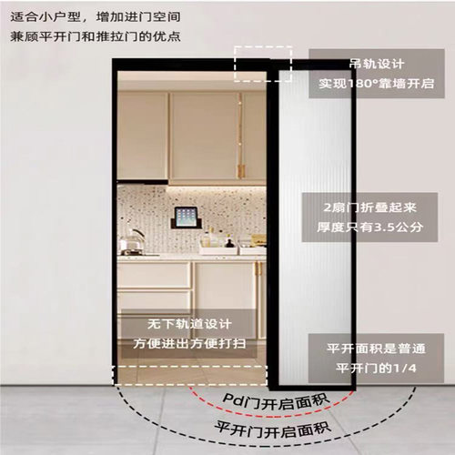 pd门卫生间厨房推拉平开一体门pt浴室趟折门厕所门阳台折叠门定制 - 图1