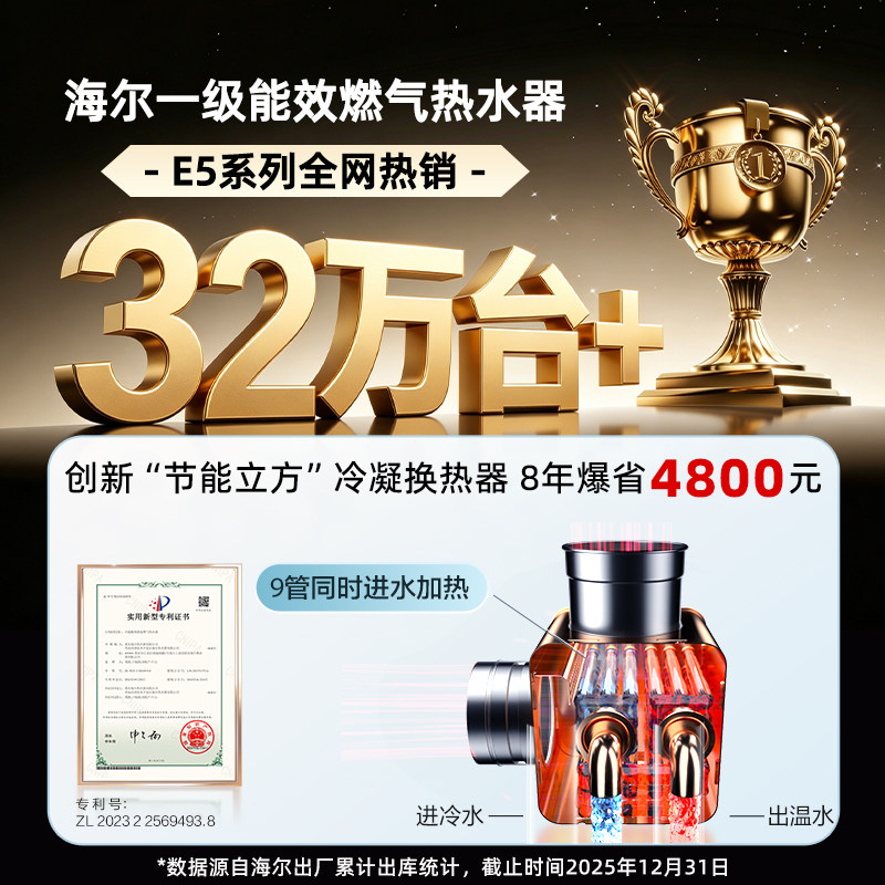 海尔燃气款热水器超一级能效增压水伺服零冷水16L升天然气E5