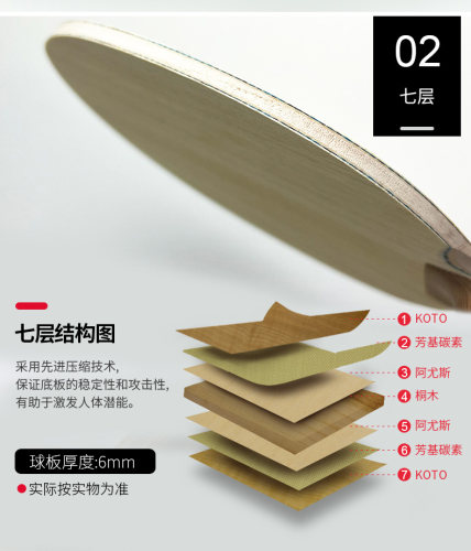 神龙木ALC碳素乒乓球拍底板VIS专业级蓝芳碳专利手柄直拍横打横拍 - 图0