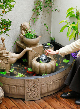 陋石坊庭院鱼池流水装饰摆件