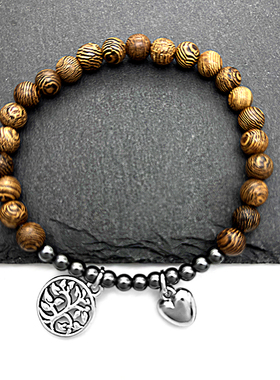 跨境火山石古银生命树吊坠手链欧美流行饰品鸡翅木手串