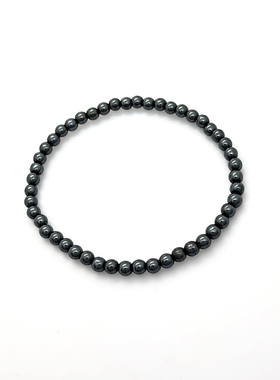 跨境简约时尚4mm赤铁矿黑胆石磨砂石串珠手链弹性手链
