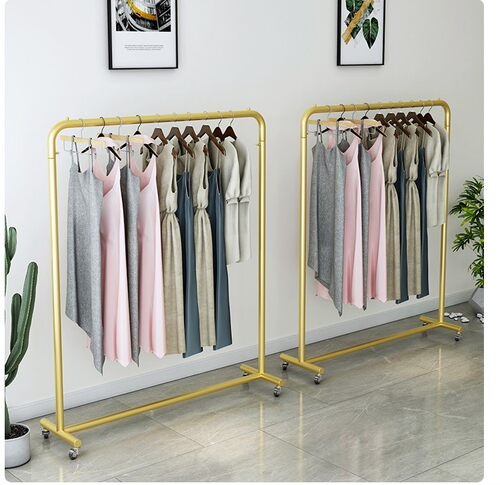 服装店展示架落地式女装货架金色挂衣架陈列组合店面侧挂专用带轮 - 图2