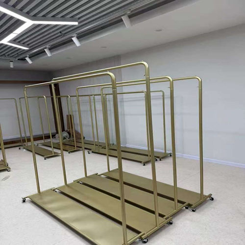 服装店展示架落地式女装货架金色挂衣架陈列组合店面侧挂专用带轮 - 图1