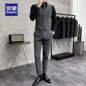 罗蒙新郎西装马甲套装男士结婚伴郎商务职正装业修身工作服兄弟装