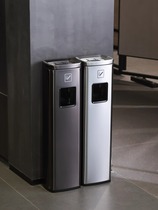 Hotel lobby Stainless Steel Vertical Lift Opening Trash Cans With Ashtrays Aisle Smoking column Commercial Catering