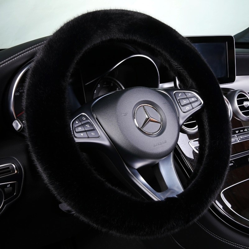 仿獭兔毛汽车方向盘套冬季短毛绒男女士通用型韩国时尚可爱把套