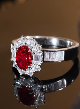 VISING珠宝【AGL国际证书】实验室培育红宝石鸽血红1ct戒指S925银