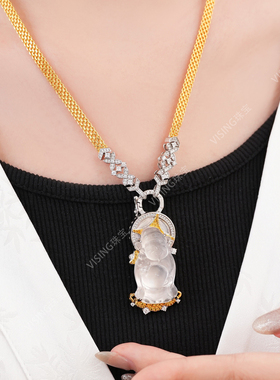 VISING珠宝双色设计款百搭项链金色银色超百搭丝带款时尚气质