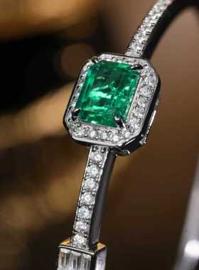 VISING【AGL国际证书】木佐色培育祖母绿宝石2.2ct手镯手链S925银