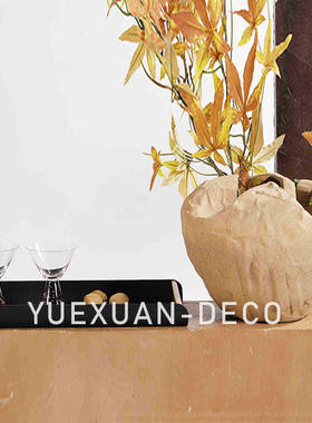 粤萱现代简约实木托盘皮革收纳盒首饰盒摆件售楼处样板间客厅茶几