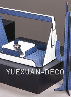 粤萱简约现代蓝白色皮质金属摆件套装售楼处样板间酒店家庭软装