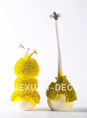 粤萱现代抽象艺术毛边刺形陶瓷摆件样板间售楼处酒店玄关客厅软装