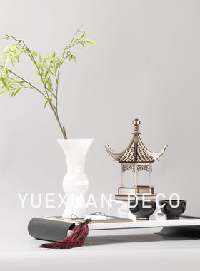 粤萱新中式现代样板间售楼处软装搭配组合家居博古架茶室装饰摆放