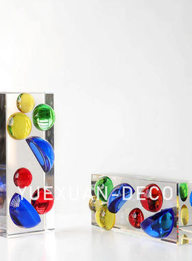 粤萱现代简约几何艺术摆件样板间售楼处酒店会客厅茶几书桌软装