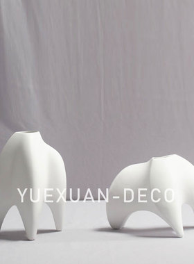 粤萱新中式几何陶瓷花器样板间售楼处酒店博古架会客厅花瓶摆件