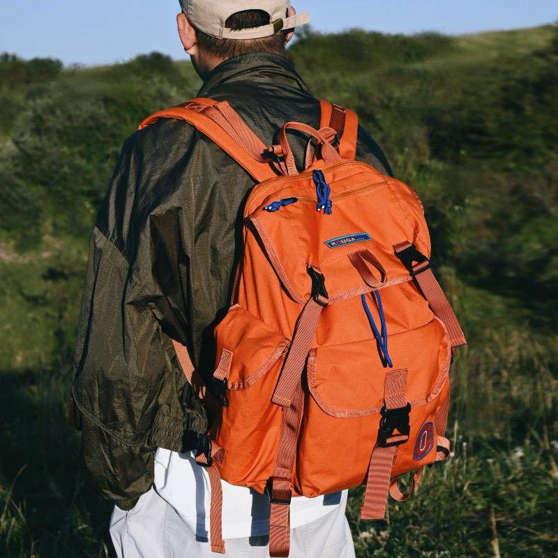 KOUGA口嘎短途旅行包女轻便出门 桔色大容量徒步登山防水双肩包男,淘宝优惠券,粉丝福利购,淘宝优惠卷