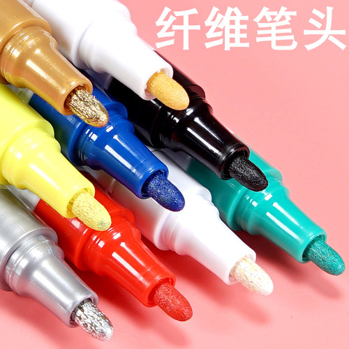 中柏白色油漆笔不掉色记号防水速干油性汽车轮胎描胎笔改装学生用手绘diy签名涂鸦画鞋粗大头金属黑色油漆笔 - 图0