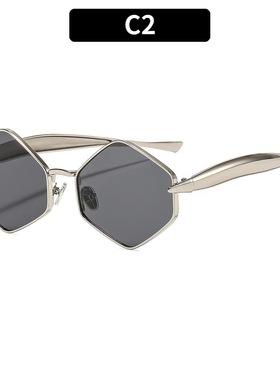 个性几何多边形金属防晒墨镜
