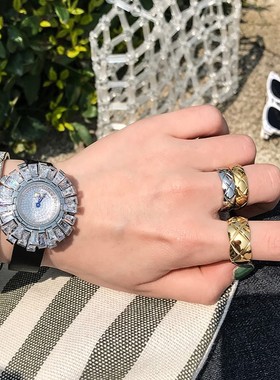 欧美时尚质感玫瑰金菱形戒指环