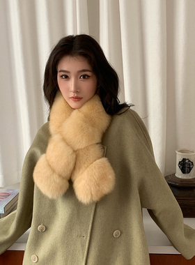 进口狐狸毛长款大围巾女