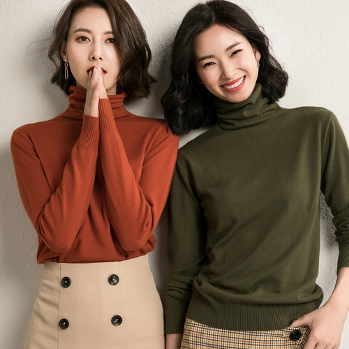 【反季清仓29元】秋冬高领羊毛衫女堆堆领百搭毛衣修身打底针织衫 - 图0
