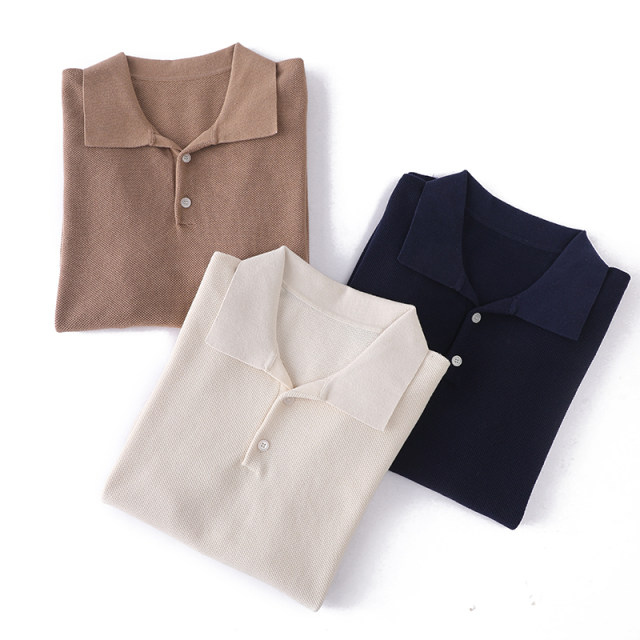 2025 new summer women's clothing European and American French design fashionable and versatile POLO casual simple short-sleeved sweater