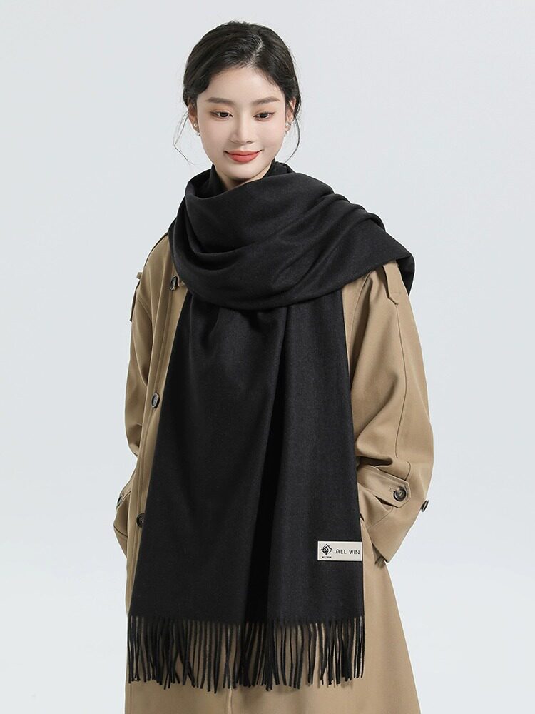 羊绒围巾男女冬季加厚保暖纯色长款披肩两用百搭流苏羊毛高档围脖,淘宝优惠券,粉丝福利购,淘宝优惠卷