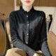 ລະດູໜາວປີ 2024 ໃໝ່ພຣີມຽມ Lotus Leaf Collar Lace Collar Fine Imitation Wool Knitted Bottoming Sweater Women's Half Turtle Collar Cashmere Sweater