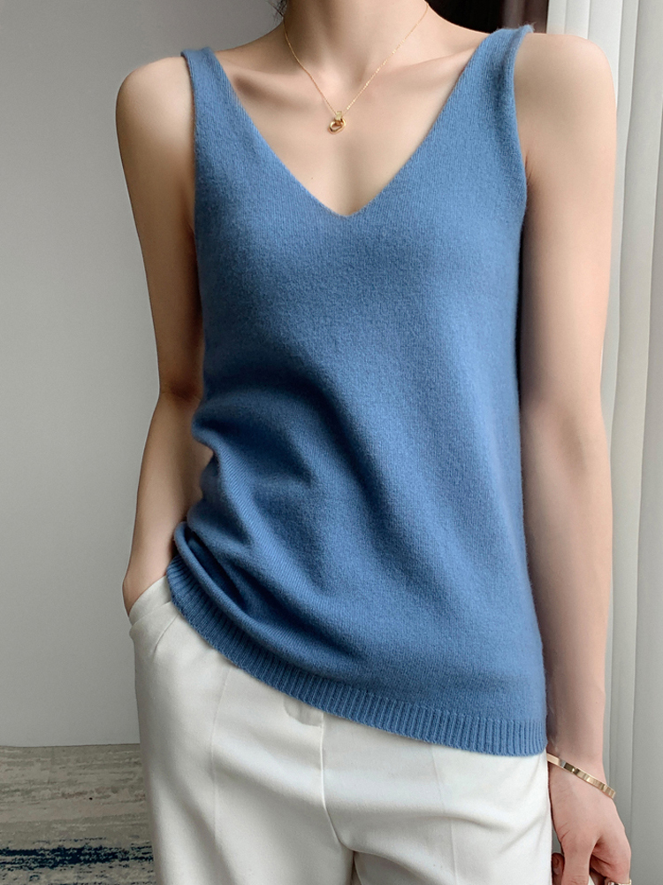 修身100纯羊毛吊带V领百搭小背心女内搭针织打底衫秋冬羊绒短毛衣,淘宝优惠券,粉丝福利购,淘宝优惠卷