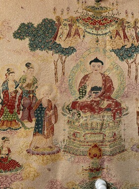 国画织锦画仿古字画刺绣百佛图客厅办公室装饰画长160cm