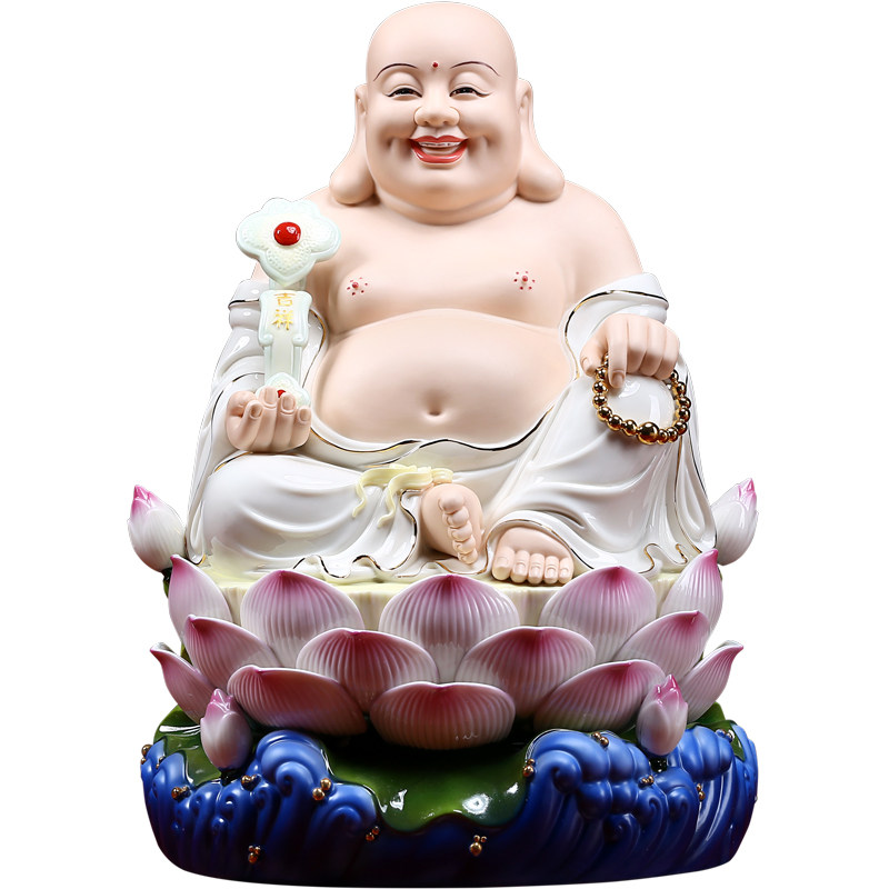 德化陶瓷弥勒佛佛像笑佛招财供奉家居装饰大肚弥勒佛风水摆件_虎窝淘