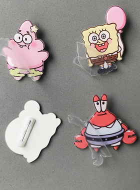 卡通亚克力海绵宝宝胸针儿童可爱派大星蟹老板珊迪章鱼哥别针挂件