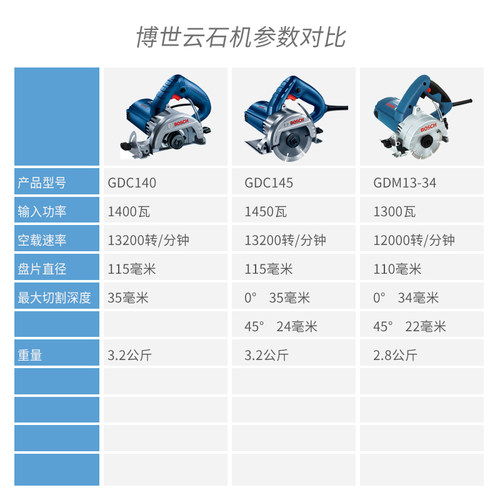博世大功率云石机GDC140多功能家用切割机瓷砖石材开槽机博士工具 - 图1