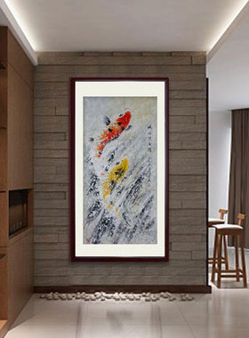 周星辰国画纯手绘海阔凭鱼跃锦鲤好运来家居装饰艺术双飞鱼家居